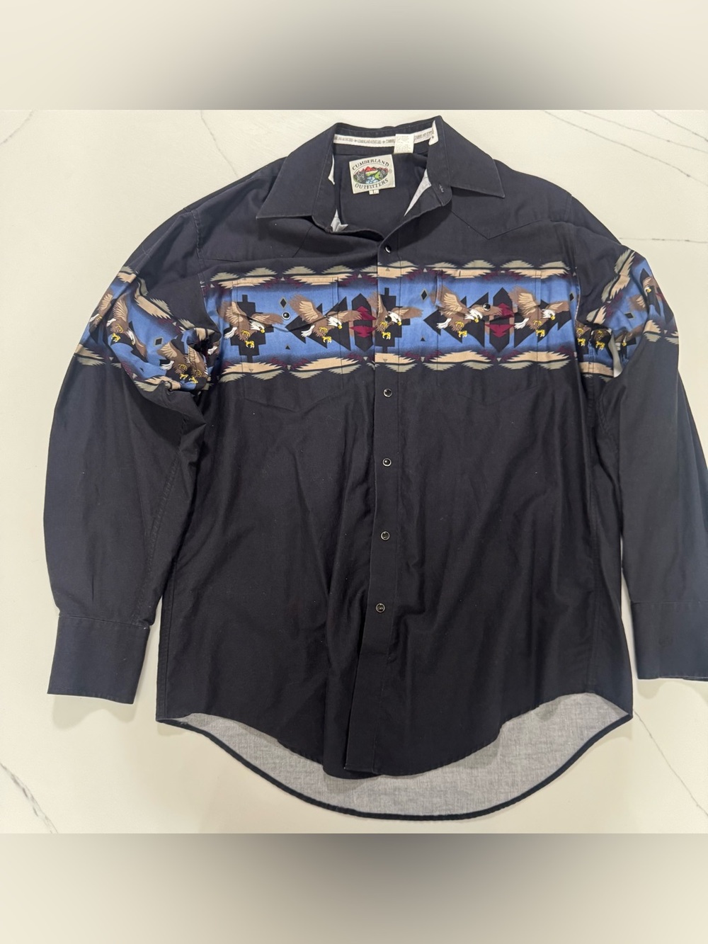 Vintage 90s Cumberland Outfitters Bald Eagle Western pearl snap shirt